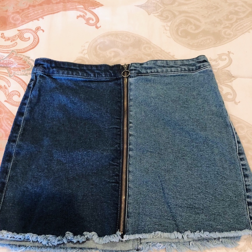 Two tone denim mini  skirt